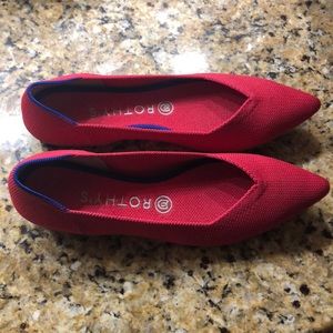 Rothy’s pointed toe flats in Hot Pink - Like new!